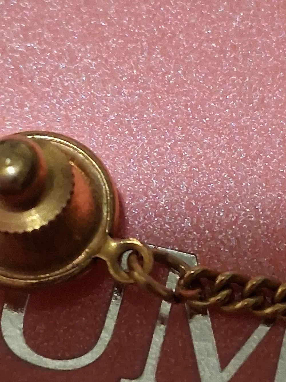 Source Unknown Gold Tie Tack with Black Initial W